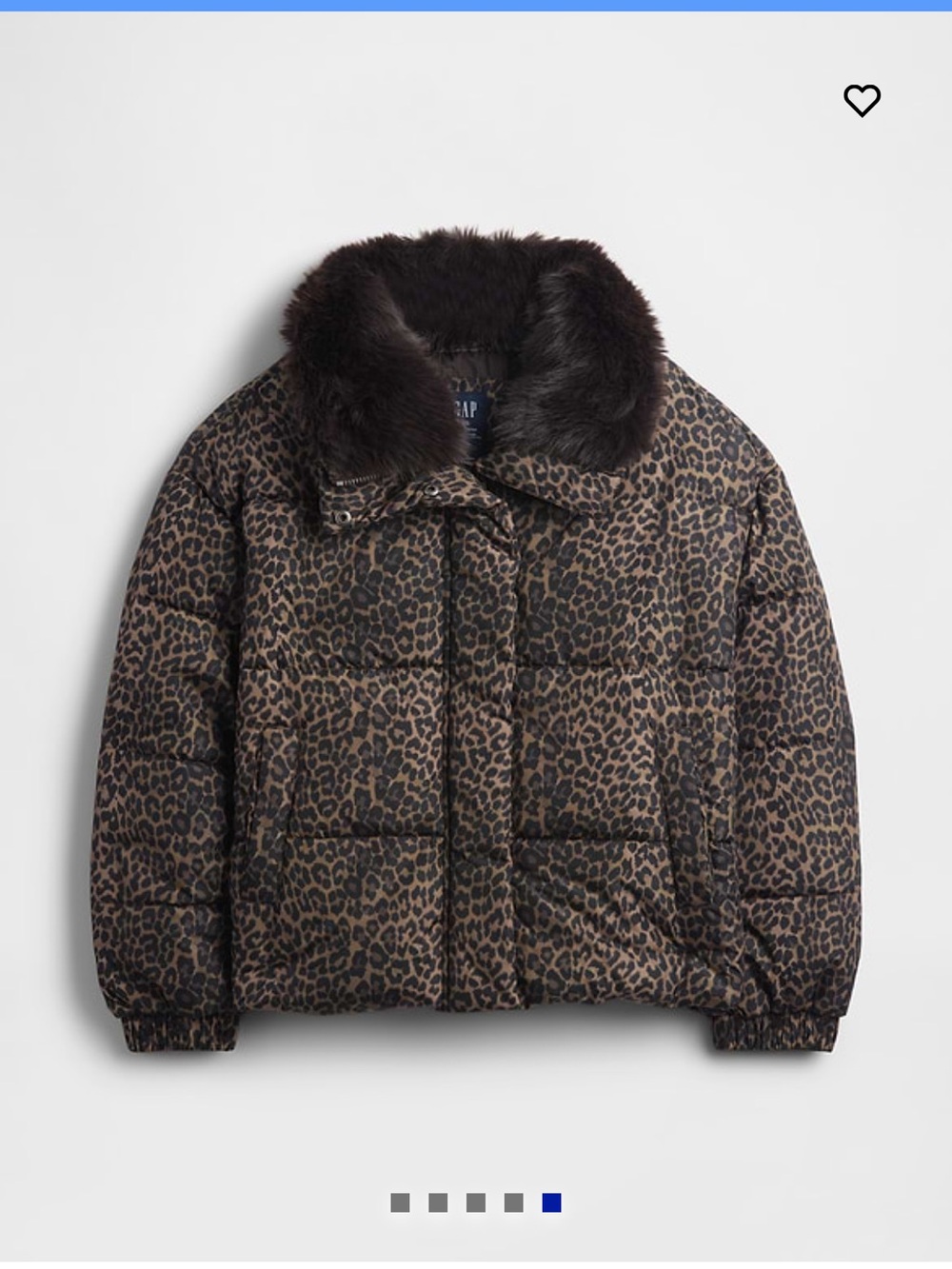 Leopard Print Puffer Jacket with Faux Fur Collar